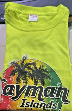Cayman Islands T-Shirt Neon Yellow Palm Tree Tropical Beach Graphic XL Item T-9